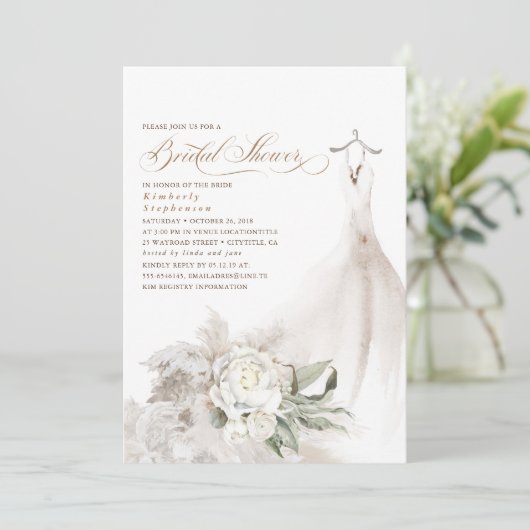 Witte bloemen Vrijgezellenfeest van Pampas Grass G Kaart (Staand voorkant)