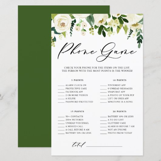 Witte bloemen wat er op je Kaart van de telefoondo (Voorkant / Achterkant)