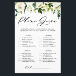 Witte bloemen wat er op je Kaart van de telefoondo<br><div class="desc">Controleer uw telefoon voor de punten op de lijst.De persoon met de meeste punten is de winnaar! | Voeg deze leuke en speelse telefoongamekaart toe aan uw evenement. Deze aanpasbare "Wat is er aan je telefoon?"-gamekaart bevat waterverf illustraties van witte bloemen en groen. Personaliseer u door uw eigen gegevens toe...</div>