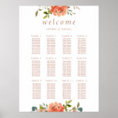 Witte Bloemen Waterverf 12 Tafel Bruiloft Poster (Voorkant)