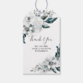 Witte Bloemen Waterverf Bruiloft Cadeaulabel (Voorkant)
