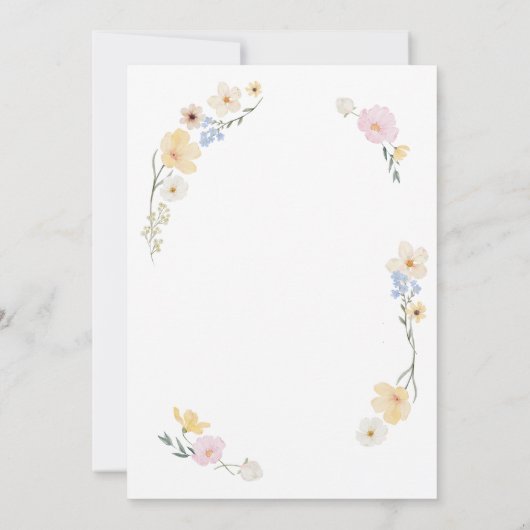 Witte Bloemen Waterverf Bruiloft Kaart (Achterkant)