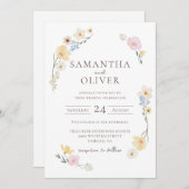 Witte Bloemen Waterverf bruiloft QR Code Uitnodigi Kaart (Voorkant / Achterkant)