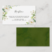 Witte Bloemen Waterverf bruiloft receptie Informatiekaartje (Voorkant / Achterkant)