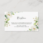 Witte Bloemen Waterverf bruiloft receptie Informatiekaartje (Voorkant)