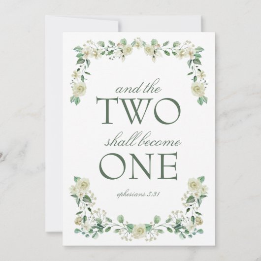 Witte Bloemen Waterverf Crest Katholieke Bruiloft Kaart (Achterkant)