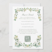 Witte Bloemen Waterverf Crest & Monogram Bruiloft Kaart (Achterkant)