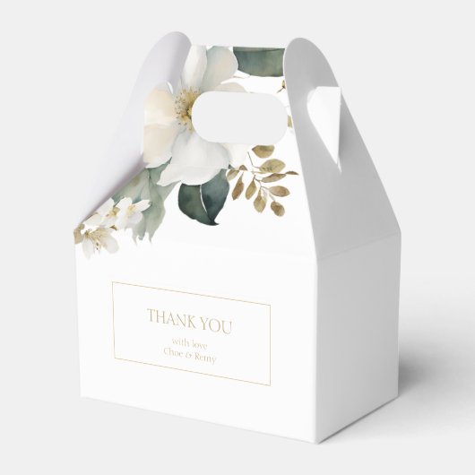 Witte Bloemen Waterverf Dank u bruiloft Bedankdoosjes (Voorkant Zijde)