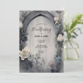 Witte Bloemen Waterverf Gotische Pagan Handfasting Kaart (Staand voorkant)