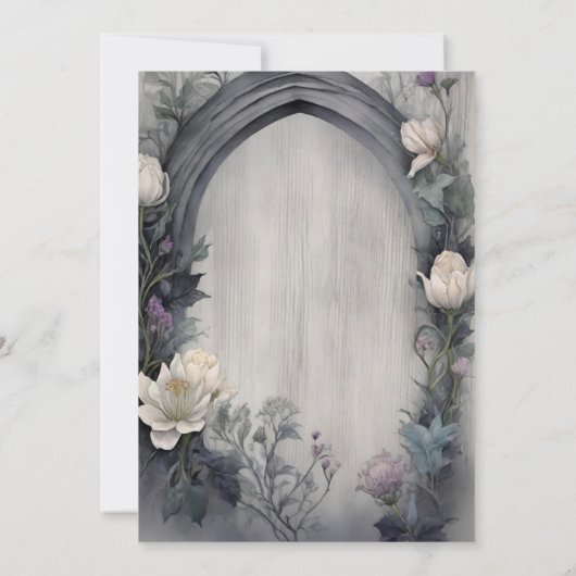 Witte Bloemen Waterverf Gotische Pagan Handfasting Kaart (Achterkant)