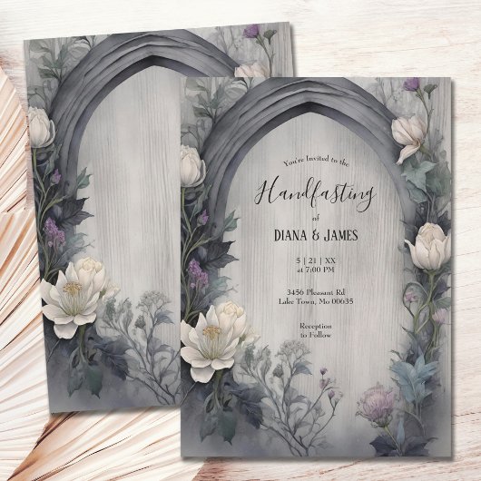 Witte Bloemen Waterverf Gotische Pagan Handfasting Kaart