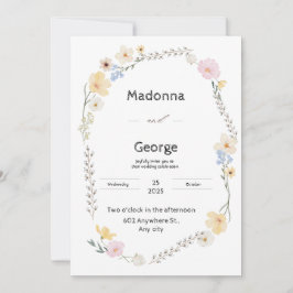 Witte Bloemen Waterverf Huwelijksuitnodiging Kaart