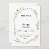 Witte Bloemen Waterverf Huwelijksuitnodiging Kaart (Voorkant / Achterkant)