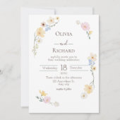 Witte Bloemen Waterverf Huwelijksuitnodiging Kaart (Voorkant)