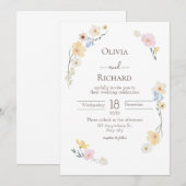 Witte Bloemen Waterverf Huwelijksuitnodiging Kaart (Voorkant / Achterkant)