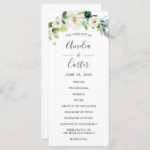 Witte Bloemen Waterverf Trouwceremonie Programma Programmakaart (Voorkant / Achterkant)