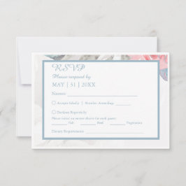 Witte Bloemen waterverf Wildbloem Pioen Bruiloft RSVP Kaartje