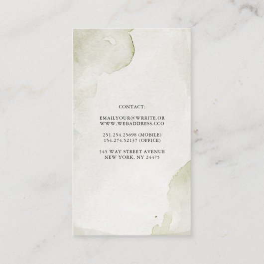 Witte Bloemen  Waterverven Elegant Neutral Visitekaartje