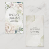 Witte Bloemen  Waterverven Elegant Neutral Visitekaartje (Voorkant / Achterkant)
