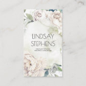 Witte Bloemen  Waterverven Elegant Neutral Visitekaartje (Voorkant)