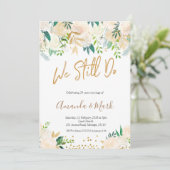 Witte Bloemen We doen nog steeds bruiloft Jubileum Kaart (Staand voorkant)