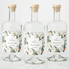Witte bloemen Weddenschap Liquor Fles Etiket