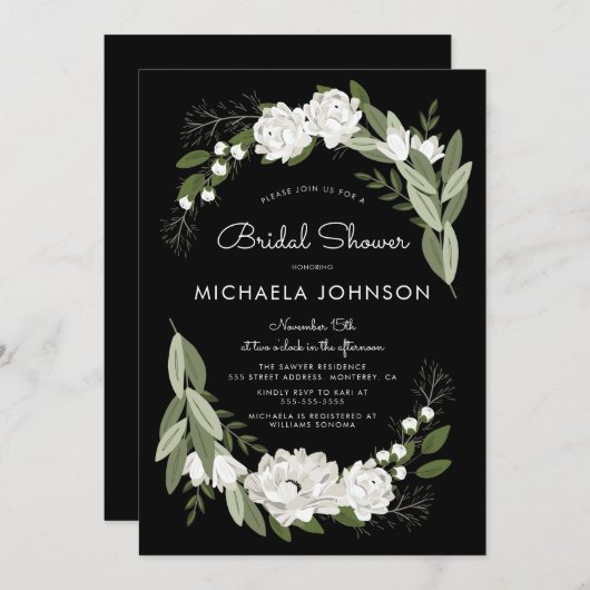 Witte Bloemen Wedding Springs Kaart (Voorkant / Achterkant)