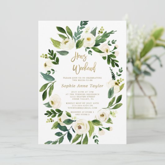 Witte bloemen Weekend Kaart (Staand voorkant)