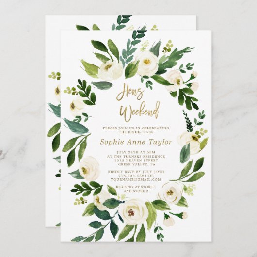 Witte bloemen Weekend Kaart (Voorkant / Achterkant)