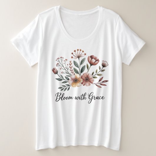 Witte Bloemen Wildflower Garden Grote Maat T-shirt (Design voorkant)