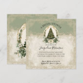 Witte Bloemen Winter Kerstboom Elegant Kaart (Voorkant / Achterkant)