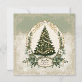 Witte Bloemen Winter Kerstboom Elegant Kaart (Achterkant)