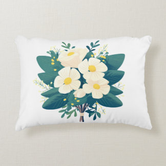 Witte bloemen - Witte bloemen met groene bladeren Accent Kussen