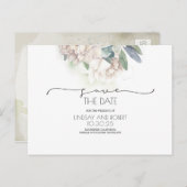 Witte Bloemen Zachte  Save the Date Aankondigingskaart (Voorkant / Achterkant)