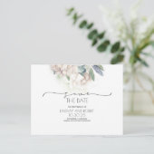 Witte Bloemen Zachte  Save the Date Aankondigingskaart (Staand voorkant)