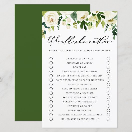 Witte bloemen zou ze een Baby shower zijn (Voorkant / Achterkant)