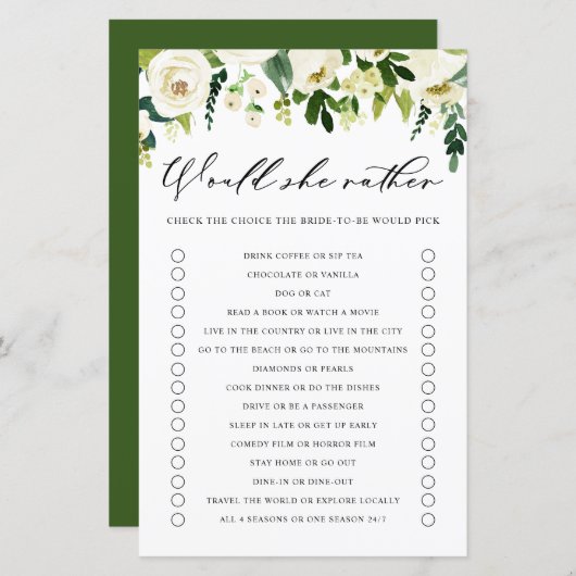 Witte bloemen zou ze een Vrijgezellenfeest zijn (Voorkant / Achterkant)