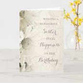  witte bloemen zusje verjaardag kaart (Gele Bloem)