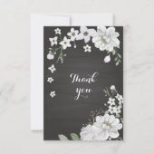 witte bloemen zwart bedankkaart (Voorkant)