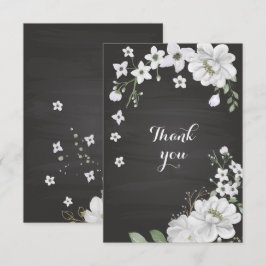 witte bloemen zwart bedankkaart