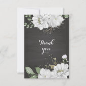 witte bloemen zwart bedankkaart (Voorkant)