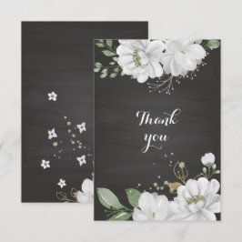 witte bloemen zwart bedankkaart