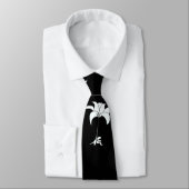 Witte Bloemen Zwart Tropische Stropdas (Gebonden)