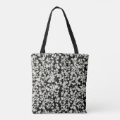 Witte bloemen zwarte achtergrond tote bag (Achterkant)