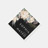 Witte Bloemen | Zwarte bruiloft servetten (Hoek)