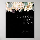 Witte bloemen | Zwarte kaarten en geschenken aange Poster (Voorkant)