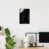 Witte Bloemen-Zwarte Salon Prijslijst Poster (Thuiskantoor)