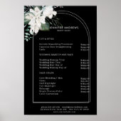 Witte Bloemen-Zwarte Salon Prijslijst Poster (Voorkant)