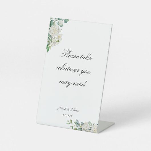  witte bloemenbadkamer teken reclamebord met voetstuk (Voorkant)