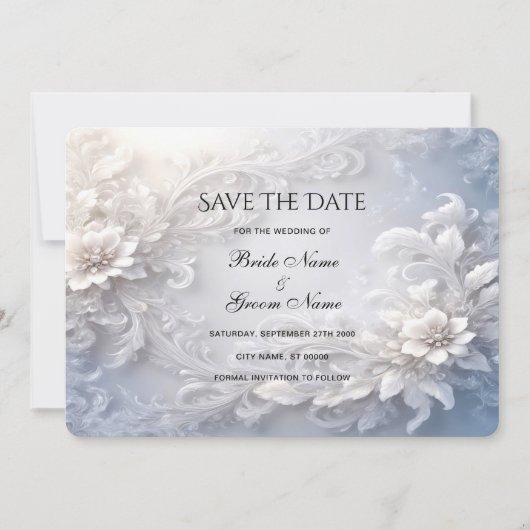 Witte bloemenbloei Save the date Kaart (Voorkant)